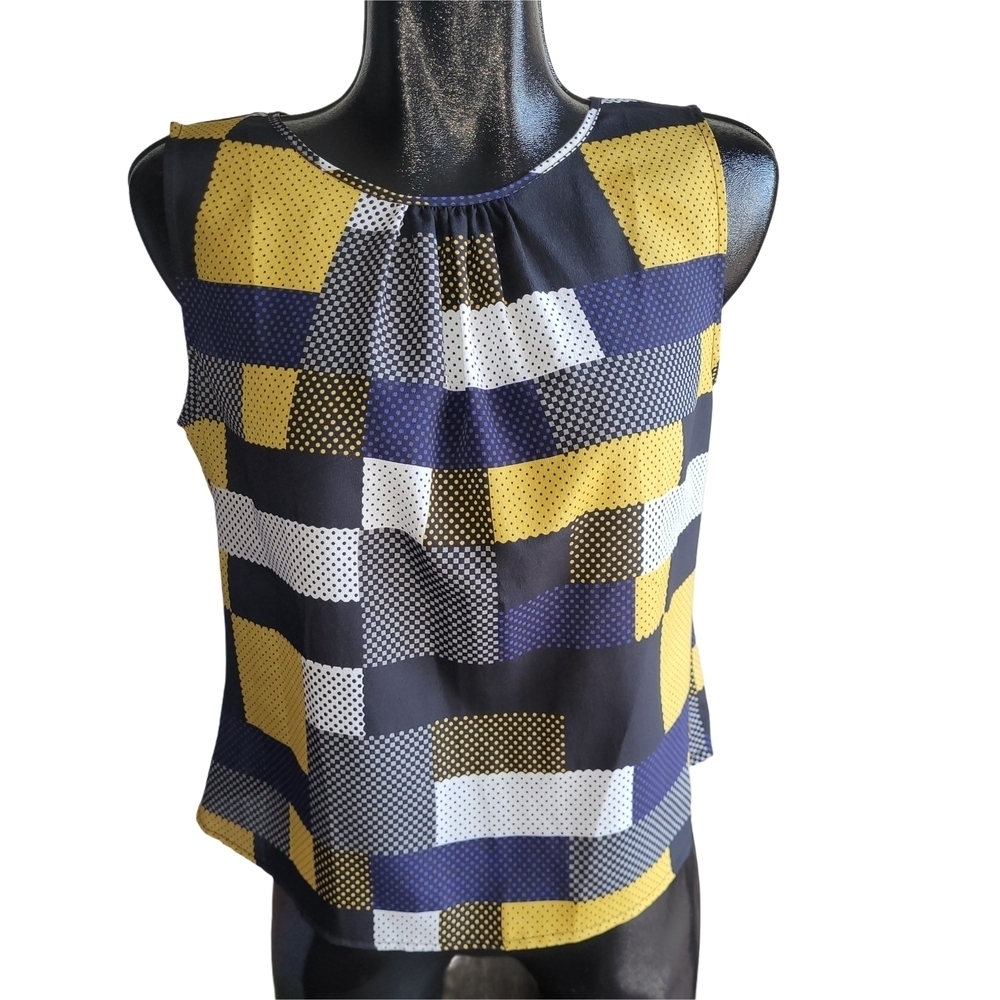 Colorful Geometric Patterned Sleeveless Top Size M
